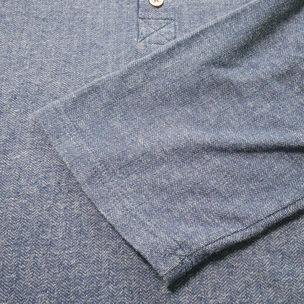 Tommy Bahama Henley Shirt Men XXL Blue Herringbone Long Sleeve Cotton Blend - Picture 9 of 9